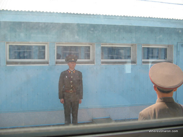 North Korean soldiers in Panmunjom outside the Window kore border